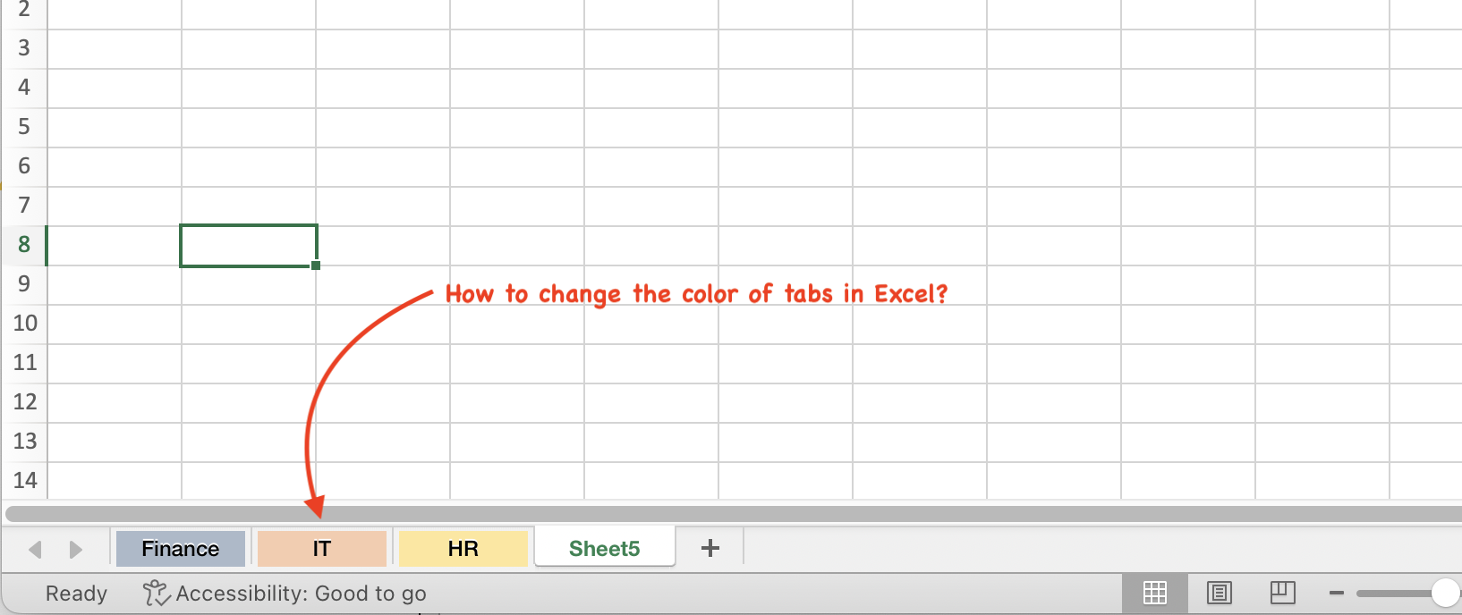 How to change color of tabs on Excel for Mac